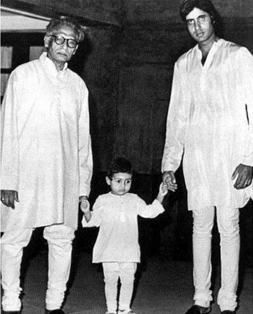 Amitabh Bachchan with his father and son